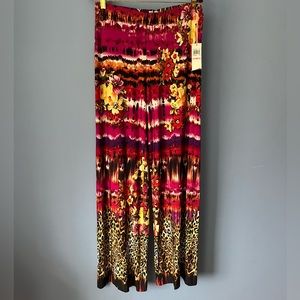 Kelly and Diane Wide Leg Palooza Pants Beachy Resort Floral Cheetah Size 10
